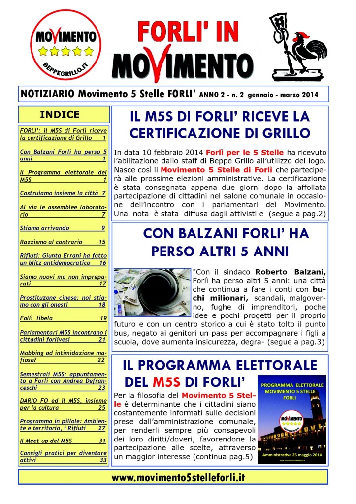 2 Notiziario M5S FORLI Anno 2 n.2 febbraio - maggio 2014