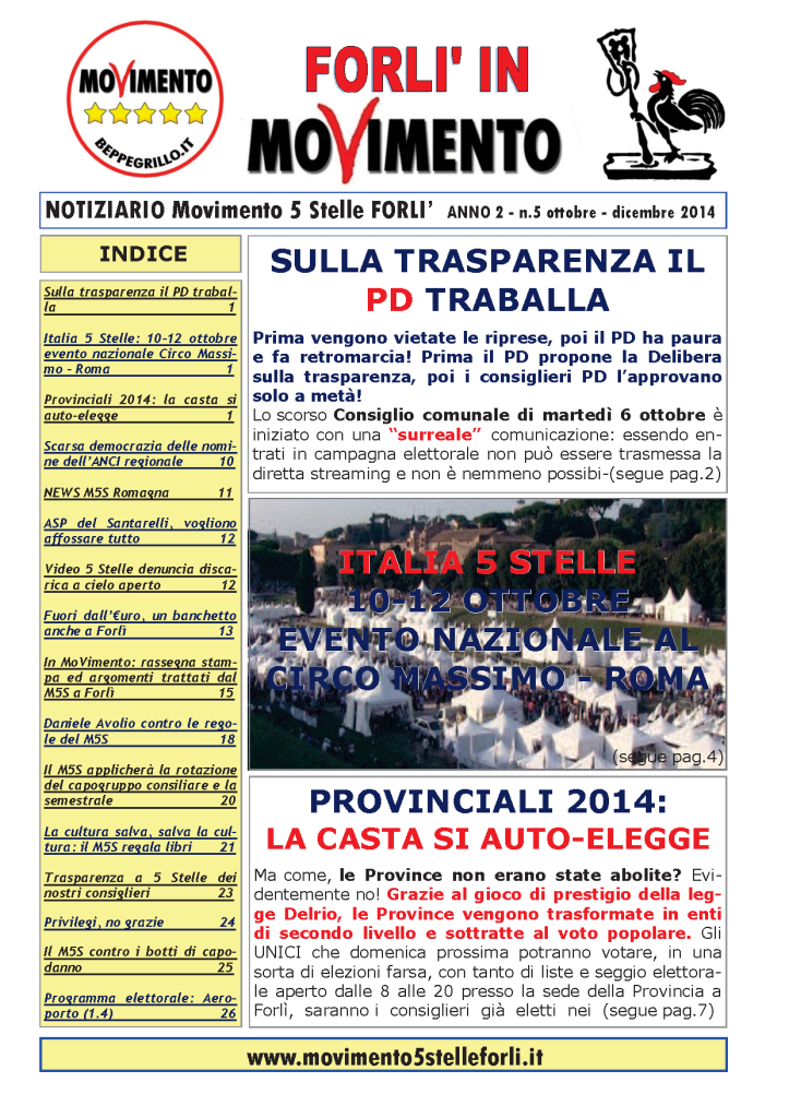 5 Notiziario M5S FORLI Anno II n.5 ottobre - dicembre 2014 --1