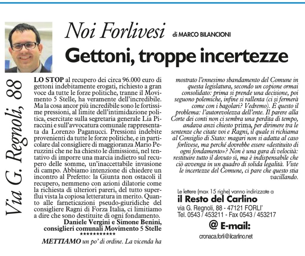 2017-09-17 - carlino - gettoni troppe incertezze