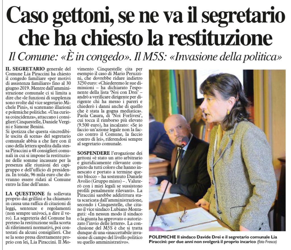 2017-10-04 - carlino - Caso Gettoni, se ne va il segretario che ne aveva chiesto la restituzione