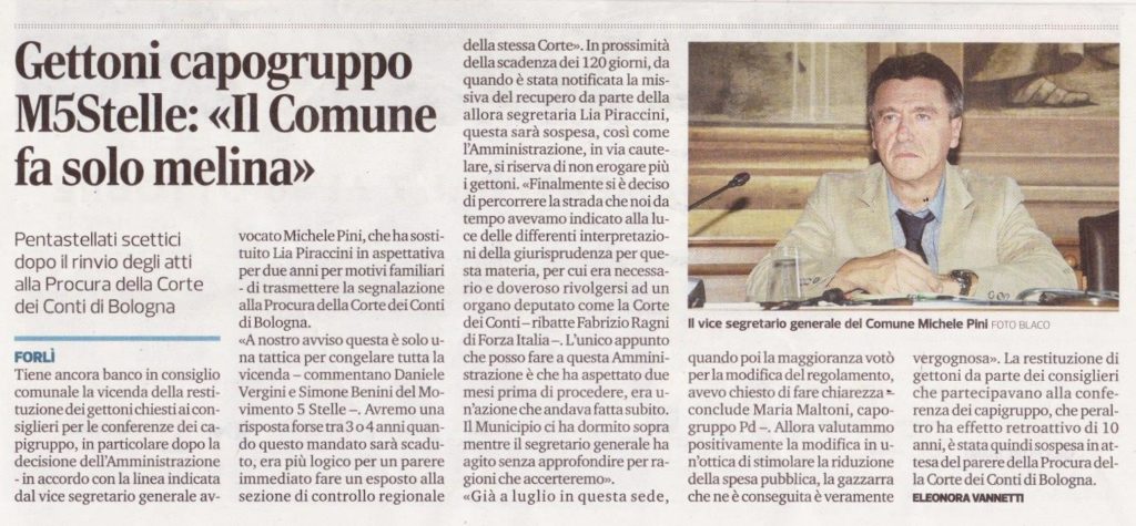 2017-10-11 - corriere - Gettoni M5Stelle il Comune fa solo melina