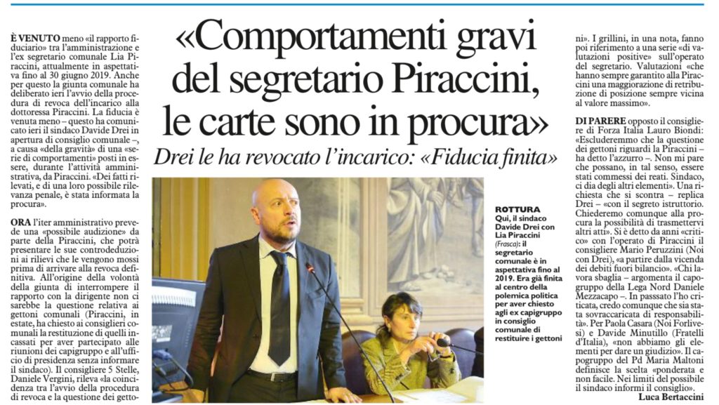 2017-11-15 - carlino - Comportamenti gravi del segretario Piraccini, le carte sono in Procura