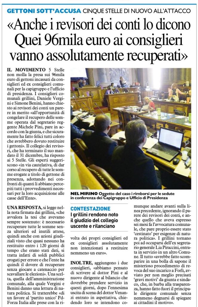 2018-01-06 - carlino - anche i revisori lo dicono quei 96mila euro vanno recuperati
