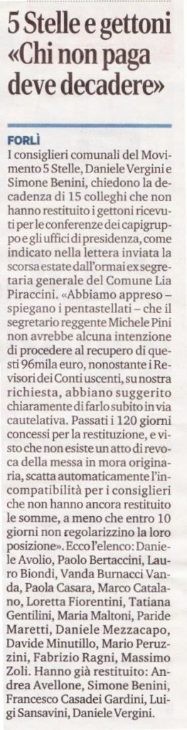 2018-01-11 - corriere - 5 stelle e gettoni chi non paga deve decadere